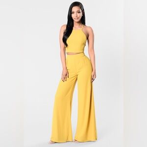 Fashion nova yellow two piece set